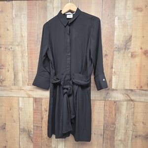 Gretchen Scott Breezy Blouson Chiffon Dress Tie Front Wom Medium Black New